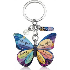 سلسلة مفاتيح على شكل فراشة أرجوانية للنساء، هدايا فراشة ملهمة مع قلب كريستال أرجواني وسحر لؤلؤي، إكسسوارات حلقة مفاتيح على شكل فراشة زهرية للأصدقاء وهدايا عيد الأم in Kuwait