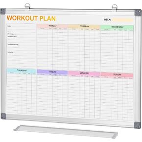 Fitness Tracker Magnetic Whiteboard Workout Plan Dry Erase Board for Wall 24'' x 18'',Hanging Mounted Weekly Fitness Tracker Gym Exercise Tracker Schedules and Checklists in Kuwait