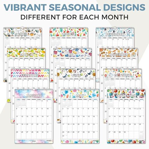 CRANBURY Large Wall Calendar 2026-12x17", Big Grid Calendar, 14 Months Nov 2025-Dec 2026, Artwork Designs, Includes Planner Stickers in Kuwait