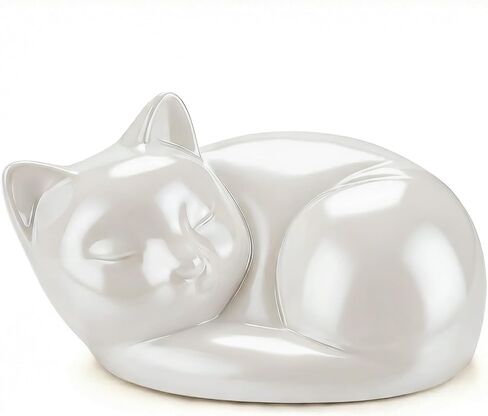 abooxiu Pet Urn for Cats Small Urn for Pet Ashes Sleeping Kitty Cat Urns for Ashes Pet Cremation Keepsake Funeral Urns Ceramic Mini Urns for Ashes Pet Memorial Sympathy Gifts for Loss of Cats in Saudi Arabia