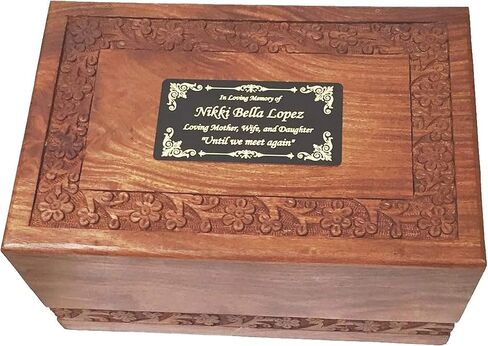Urns for Human Ashes, Large Adult Size Personalized Wooden Engraved Cremation Urn, Wood Funeral Urn in Saudi Arabia