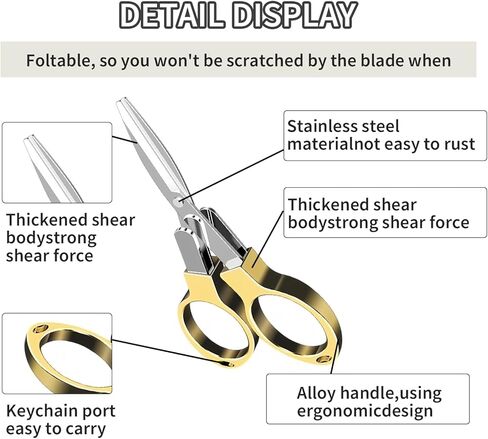 1Pcs Gold Small Scissors Travel Scissors TSA Approved,Mini Shear Telescopic Cutter Office Fishing Crafts in Saudi Arabia