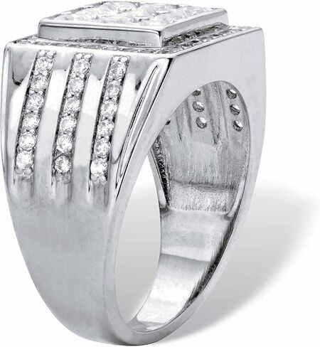Palm Beach Jewelry Men's Platinum Plated Round and Square Cut Cubic Zirconia Square Ring in Saudi Arabia