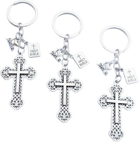 25 Pack Religious Cross Keychains Holy Bible Charm Keyrings Jesus Cross Book Keychains for Christians Gifts in Saudi Arabia