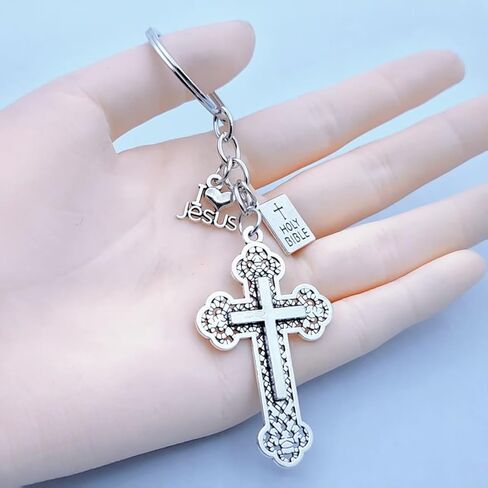 25 Pack Religious Cross Keychains Holy Bible Charm Keyrings Jesus Cross Book Keychains for Christians Gifts in Saudi Arabia