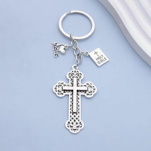 25 Pack Religious Cross Keychains Holy Bible Charm Keyrings Jesus Cross Book Keychains for Christians Gifts in Saudi Arabia