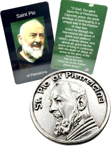 Westmon Works St Pio Token Italian Metal Saint Pocket Prayer Trinket with Made in the USA Laminated Holy Card in Saudi Arabia