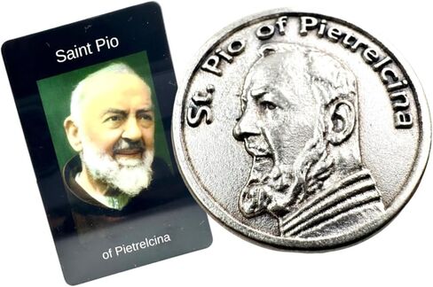 Westmon Works St Pio Token Italian Metal Saint Pocket Prayer Trinket with Made in the USA Laminated Holy Card in Saudi Arabia