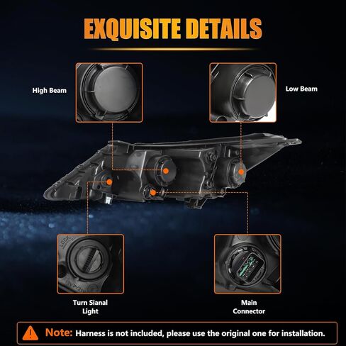 Headlight Assembly for 2013-2016 Sportage, Passenger & Driver Side Halogen Headlamp with [LED Daytime Running Light], Clear Lens Amber Reflector, (with Bulbs) 1 Pair, Replace# 921013W710 in Kuwait