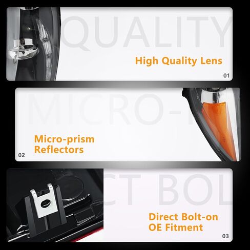 Headlight Assembly for 2013-2016 Sportage, Passenger & Driver Side Halogen Headlamp with [LED Daytime Running Light], Clear Lens Amber Reflector, (with Bulbs) 1 Pair, Replace# 921013W710 in Kuwait