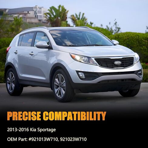 Headlight Assembly for 2013-2016 Sportage, Passenger & Driver Side Halogen Headlamp with [LED Daytime Running Light], Clear Lens Amber Reflector, (with Bulbs) 1 Pair, Replace# 921013W710 in Kuwait