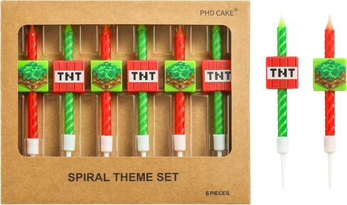 PHD CAKE Pixel Miner Birthday Candles for Miner Crafting, Birthday Party Decorations, Pixel Game Party Supplies, Themed Mine Pixel in Saudi Arabia