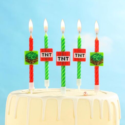 PHD CAKE Pixel Miner Birthday Candles for Miner Crafting, Birthday Party Decorations, Pixel Game Party Supplies, Themed Mine Pixel in Saudi Arabia