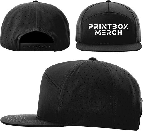 Embroidered Custom Hat, 7 Panel Flat Bill Cap,Add Your Logo or Text, Embroidery Snapback Cap, Water-Resistant, Adjustable Fit Black in Kuwait