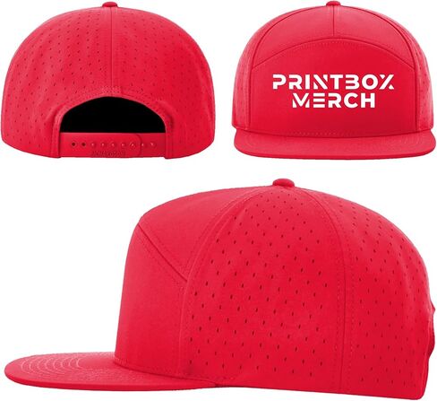 Embroidered Custom Hat, 7 Panel Flat Bill Cap,Add Your Logo or Text, Embroidery Snapback Cap, Water-Resistant, Adjustable Fit Black in Kuwait