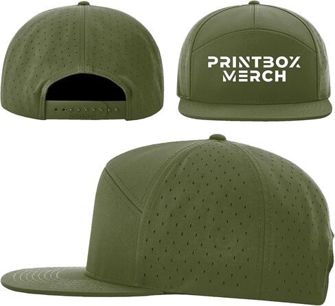 Embroidered Custom Hat, 7 Panel Flat Bill Cap,Add Your Logo or Text, Embroidery Snapback Cap, Water-Resistant, Adjustable Fit Black in Kuwait