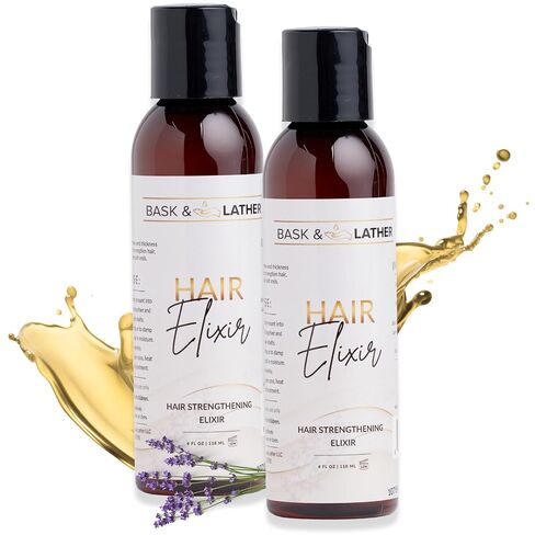 BASK & LATHER Elixir Hair Strengthening Oil, Jamaican Black Castor Oil, For Volume, Thickness, Detangle, De Frizz, Conditions New Hair Growth, 4 fl oz in Saudi Arabia