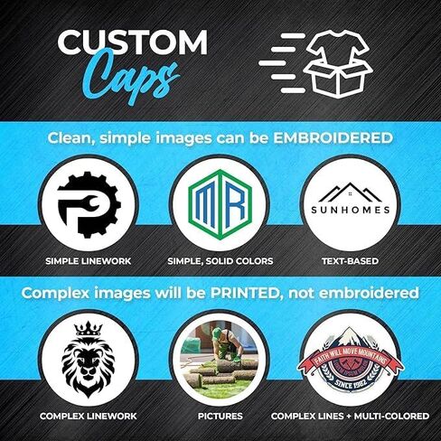 Embroidered Custom Hat, 7 Panel Flat Bill Cap,Add Your Logo or Text, Embroidery Snapback Cap, Water-Resistant, Adjustable Fit Black in Kuwait