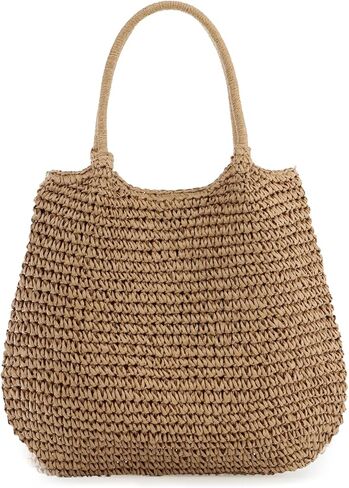 حقائب الشاطئ الصيفية من Freie Liebe للنساء حقائب كتف كبيرة منسوجة حقيبة حمل بوهو لقضاء العطلات والسفر in Kuwait