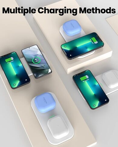 شاحن لاسلكي GEEKERA لهاتف Samsung، محطة شحن لاسلكية 3 في 1 قابلة للطي لهاتف Samsung Galaxy Z Flip/Fold 6 5 4 3، S24 S23 S22 S21 S20 Ultra Plus، ساعة Fitbit Versa 4/3/Sense 2، Buds 2 Pro/Live in Kuwait