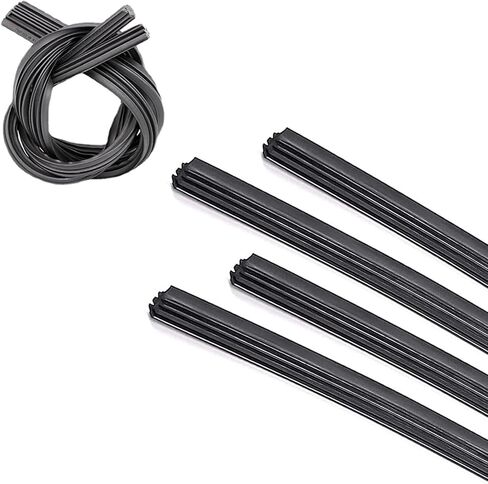 4 PCS Windshield Wiper Blade, Windshield Wiper Silent and Scratch-free Boneless Rubber Strip, 28" Cuttable Frameless Flexible Fit Wiper Strip, for Most Cars Repair Replacement (Black) in Kuwait