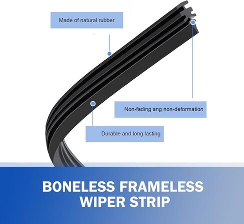 4 PCS Windshield Wiper Blade, Windshield Wiper Silent and Scratch-free Boneless Rubber Strip, 28" Cuttable Frameless Flexible Fit Wiper Strip, for Most Cars Repair Replacement (Black) in Kuwait