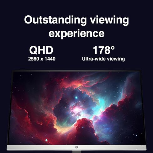 HP 27" QHD IPS (2560x1440) Monitor Bundle with Docztorm Dock, 60Hz Refresh Rate, 1 HDMI 1.4, 1 VGA, Anti-Glare, VESA Mount (100x100 mm), Ideal for Home & Business, Black/Silver (2024 Latest Model) in Saudi Arabia
