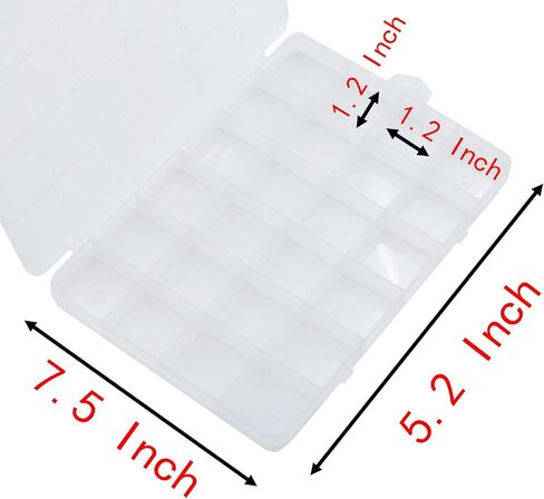 Yansanido 24 Grids Jewelry Organizer, 2 Pcs 7.5 In x 5.2 In Fixed Clear Plastic Storage Box Earring Tool Small Items Containers (2) in Saudi Arabia