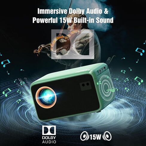 TMY 4K WiFi Bluetooth Projector, 200 ANSI, Green, LCD, HDMI/USB/Bluetooth, Movie Projector for Phone/TV Stick/Laptop/DVD/PS5, Portable, Home Cinema/Gaming in Kuwait