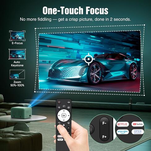 TMY 4K WiFi Bluetooth Projector, 200 ANSI, Green, LCD, HDMI/USB/Bluetooth, Movie Projector for Phone/TV Stick/Laptop/DVD/PS5, Portable, Home Cinema/Gaming in Kuwait