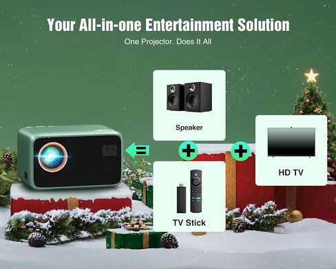 TMY 4K WiFi Bluetooth Projector, 200 ANSI, Green, LCD, HDMI/USB/Bluetooth, Movie Projector for Phone/TV Stick/Laptop/DVD/PS5, Portable, Home Cinema/Gaming in Kuwait