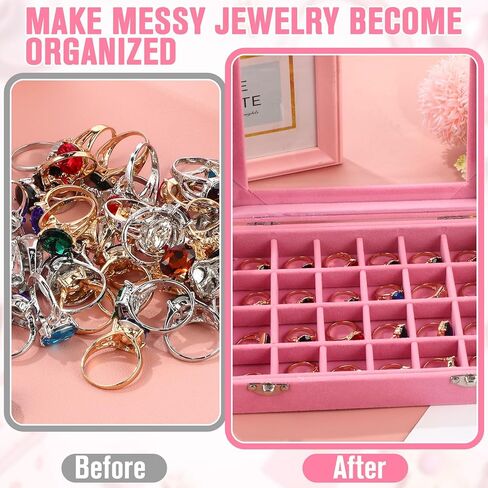 Nosiny 4 Pcs Earrings Jewelry Box Ring Display Case 24 Grids Velvet Jewelry Organizer Box Tray Earrings Holder Storage Case for Girls Wife Mom Women (Pink) in Saudi Arabia