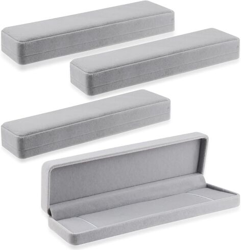 4 Pcs Velvet Necklace Box Long Necklace Pendant Jewelry Box Chain Gift Long Bracelet Storage Display Case for Wedding Engagement Christmas Birthday Anniversary - Grey in Saudi Arabia