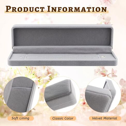 4 Pcs Velvet Necklace Box Long Necklace Pendant Jewelry Box Chain Gift Long Bracelet Storage Display Case for Wedding Engagement Christmas Birthday Anniversary - Grey in Saudi Arabia