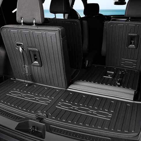 Floor Mats for 2017-2023 GMC Acadia (6-seat), All Weather TPE 2-in-1 Cargo Mat with Backrest Mat for Acadia Accessories in Kuwait