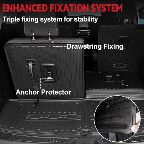 Floor Mats for 2017-2023 GMC Acadia (6-seat), All Weather TPE 2-in-1 Cargo Mat with Backrest Mat for Acadia Accessories in Kuwait