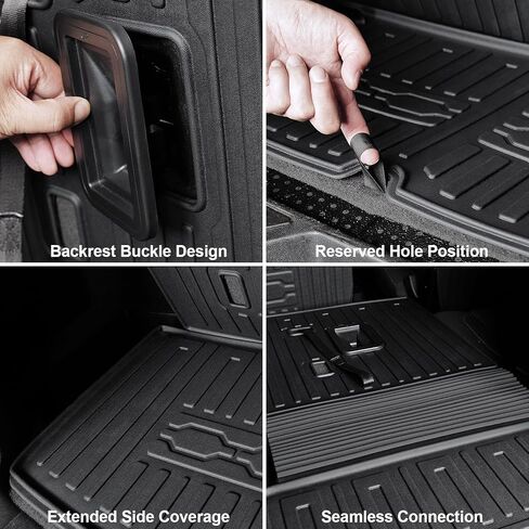 Floor Mats for 2017-2023 GMC Acadia (6-seat), All Weather TPE 2-in-1 Cargo Mat with Backrest Mat for Acadia Accessories in Kuwait