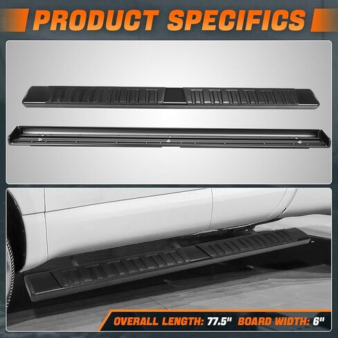 6 in. Wide Aluminum Running Boards Compatible with 04-24 Nissan Titan 17-19 Titan XD King Cab Extended Cab CAAP-STEPS0021-A in Kuwait