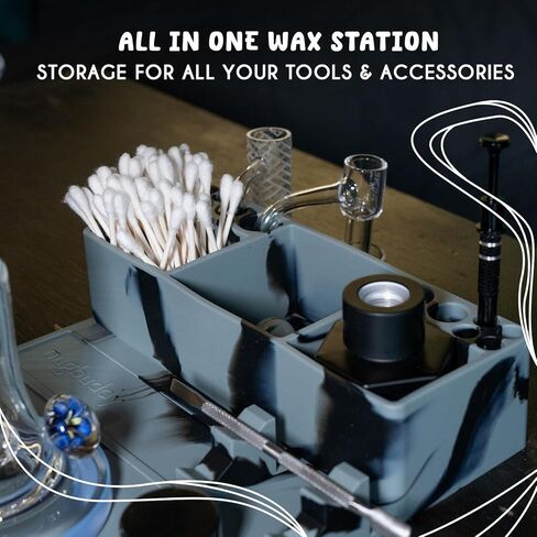 محطة أدوات الشمع - منظم السجادة والملحقات - سطح سيليكون مقاوم للحرارة وغير لاصق - تشتمل المجموعة على الملحقات: مرطبان ISO، أداة وممسك اللؤلؤ in Kuwait