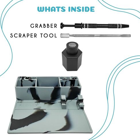 محطة أدوات الشمع - منظم السجادة والملحقات - سطح سيليكون مقاوم للحرارة وغير لاصق - تشتمل المجموعة على الملحقات: مرطبان ISO، أداة وممسك اللؤلؤ in Kuwait