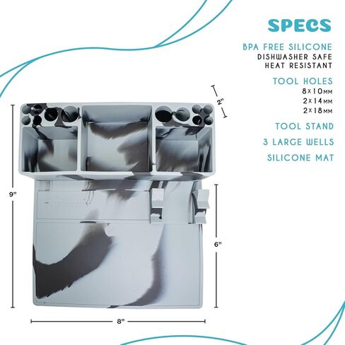 محطة أدوات الشمع - منظم السجادة والملحقات - سطح سيليكون مقاوم للحرارة وغير لاصق - تشتمل المجموعة على الملحقات: مرطبان ISO، أداة وممسك اللؤلؤ in Kuwait