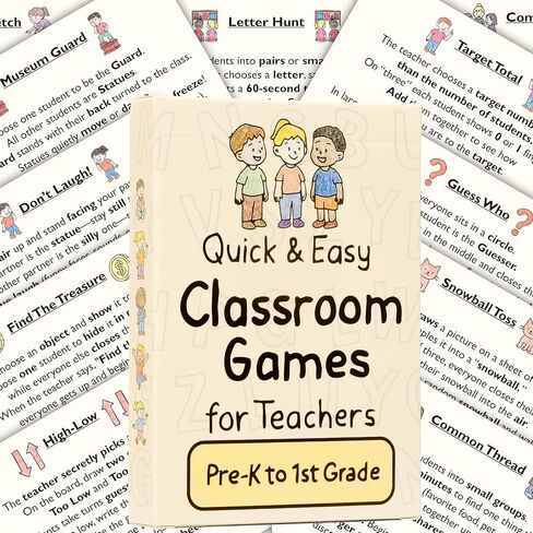 Quick & Easy Classroom Games Deck Pre-K - 1st Grade - Teacher Supplies - Teacher Gifts - Preschool, Kindergarten, 1st Grade Classroom Must Haves - 35 Classic Group Games No Prep Required in Kuwait