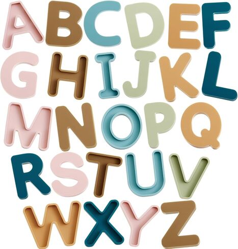 26 Pcs Food Grade Silicone ABC Letters ( CPC Certified) Soft Children Sensory and Messy Play Alphabet Bath Educational Toy for Toddler Kid Baby Learning Set Birthday Gift for Boy and Girl in Saudi Arabia
