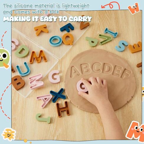 26 Pcs Food Grade Silicone ABC Letters ( CPC Certified) Soft Children Sensory and Messy Play Alphabet Bath Educational Toy for Toddler Kid Baby Learning Set Birthday Gift for Boy and Girl in Saudi Arabia