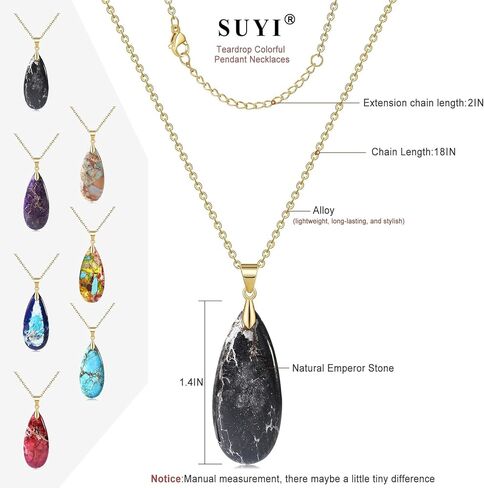 Suyi Stone Necklace for Women Teardrop Colorful Pendant Necklaces in Saudi Arabia