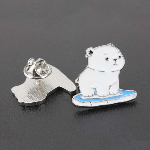 2 حزمة من دبابيس المينا المصنوعة من سبيكة الدب القطبي اللطيفة، مجموعة بروش طية صدر السترة على شكل دب الثلج، شارة حماية البيئة والحيوان، حفظ دبابيس موضوع النهر الجليدي للملابس والحقائب والهدايا in Kuwait