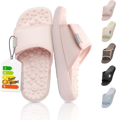 BALLOP Mamuring Acupressure Massage Slippers for Women, Professional Level Intensity, Slide Sandals with 1700 Nodes, Indi Pink, Women US Size 6, Arch Support, Lightweight, Reflexology Recovery Slides in Saudi Arabia