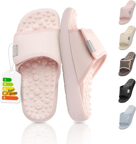 BALLOP Mamuring Acupressure Massage Slippers for Women, Professional Level Intensity, Slide Sandals with 1700 Nodes, Indi Pink, Women US Size 6, Arch Support, Lightweight, Reflexology Recovery Slides in Saudi Arabia