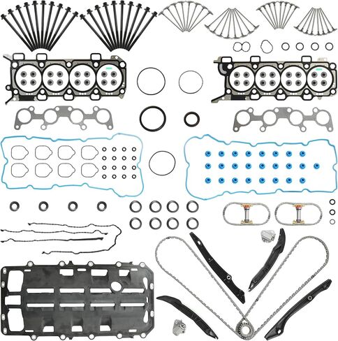 5.0 Full Gasket Set w/Bolts(12mm) Timing Chain Kit Intake/Exhaust Valve Oil Pan Gasket Fit for Ford F-150 Mustang GT 5.0L V8 2011-2012 HS26550PT BR3Z-6710-A 90510S ES72480 V4462 V4463 in Kuwait