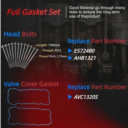 5.0 Full Gasket Set w/Bolts(12mm) Timing Chain Kit Intake/Exhaust Valve Oil Pan Gasket Fit for Ford F-150 Mustang GT 5.0L V8 2011-2012 HS26550PT BR3Z-6710-A 90510S ES72480 V4462 V4463 in Kuwait